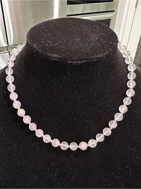 AMETHYST DELICATE LIGHT PURPLE BEADED NECKLACE 8 1/4” DROP GOLDTONE CLASP